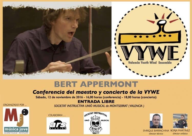 El director belga Bert Appermont estará en la Associació Música Jove de Benimaclet