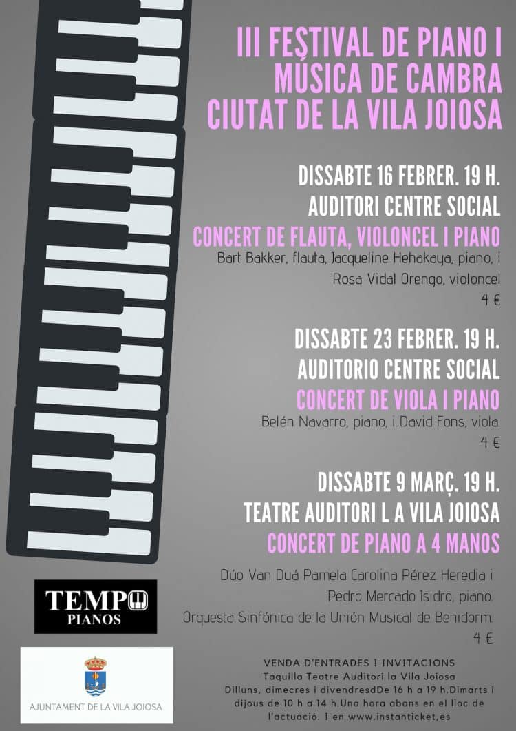 Comienza el III Festival de piano y música ‘Ciutat de la Vila Joiosa’