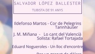 Consolat de Mar acull un homenatge a Salvador López Ballester, tubista de 91 anys