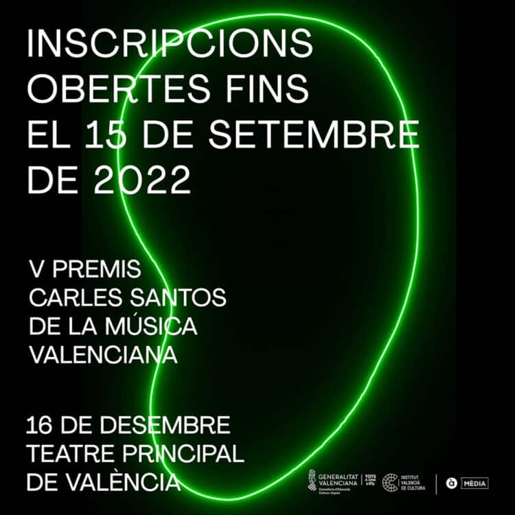 S’obri la inscripció de la 5a edició dels Premis Carles Santos de la Música Valenciana