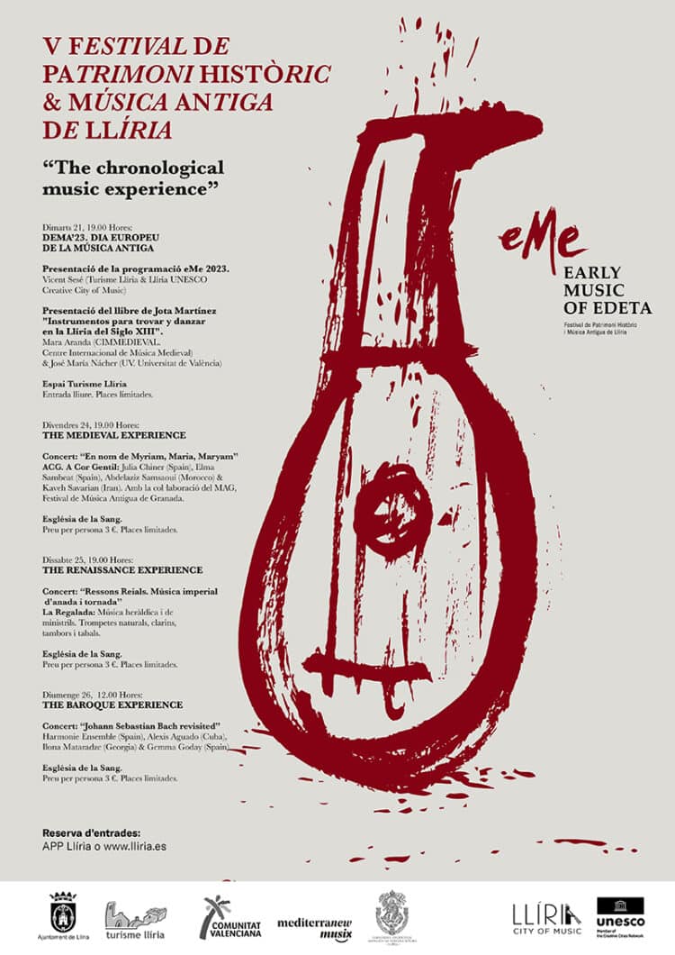 Turisme Llíria presenta una nova edició del “eMe, Early Music of Edeta», Festival de Patrimoni Històric i Música Antiga