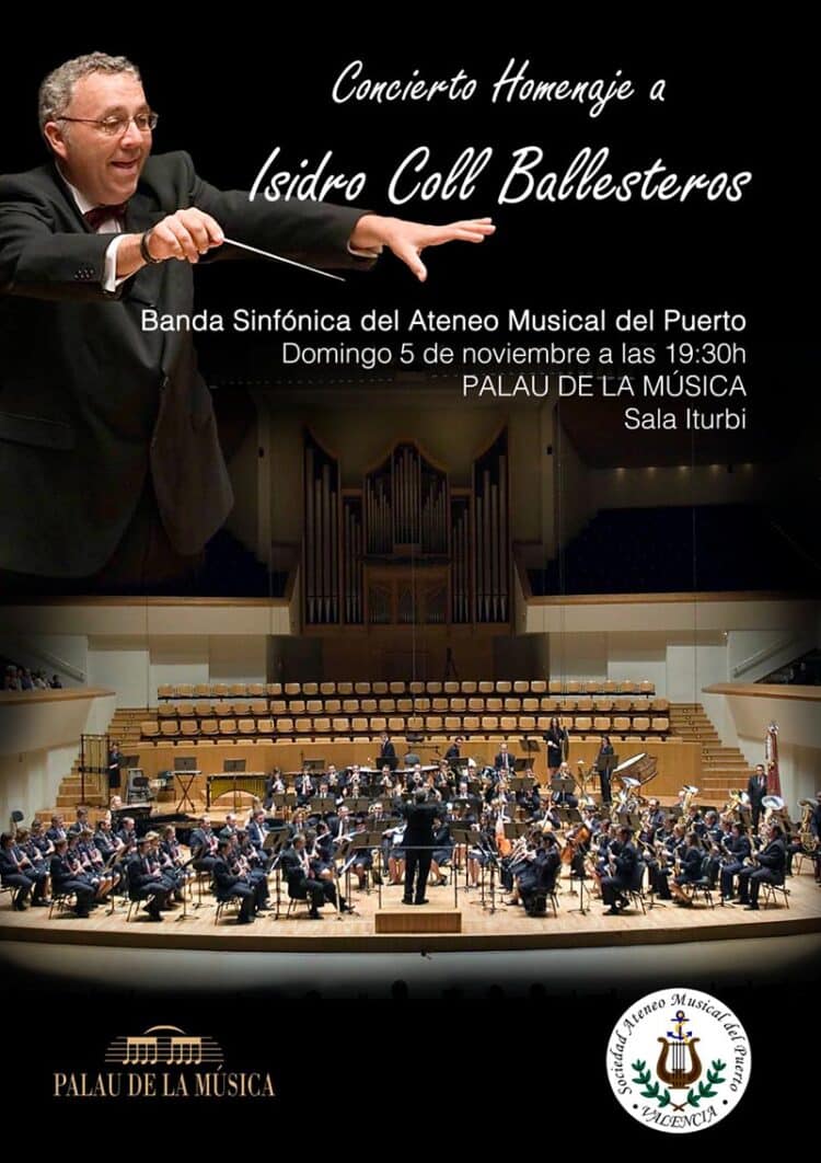 L’Ateneu Musical del Port de València homenatja el seu director de sempre (1987), Isidro Coll, en el Palau de la Música