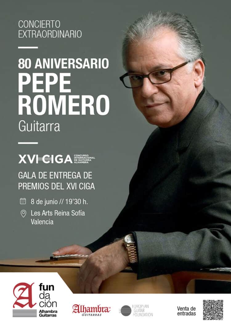 Pepe Romero clausurará en Les Arts el Concurso Internacional de Guitarra Alhambra