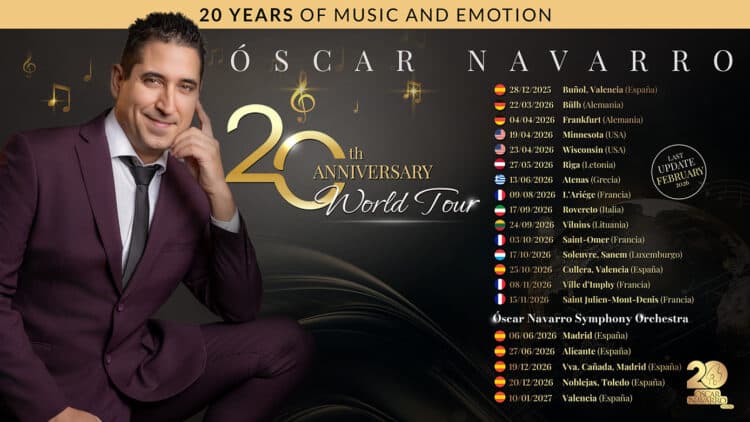 Óscar Navarro celebra 20 años de trayectoria con una gira internacional de conciertos