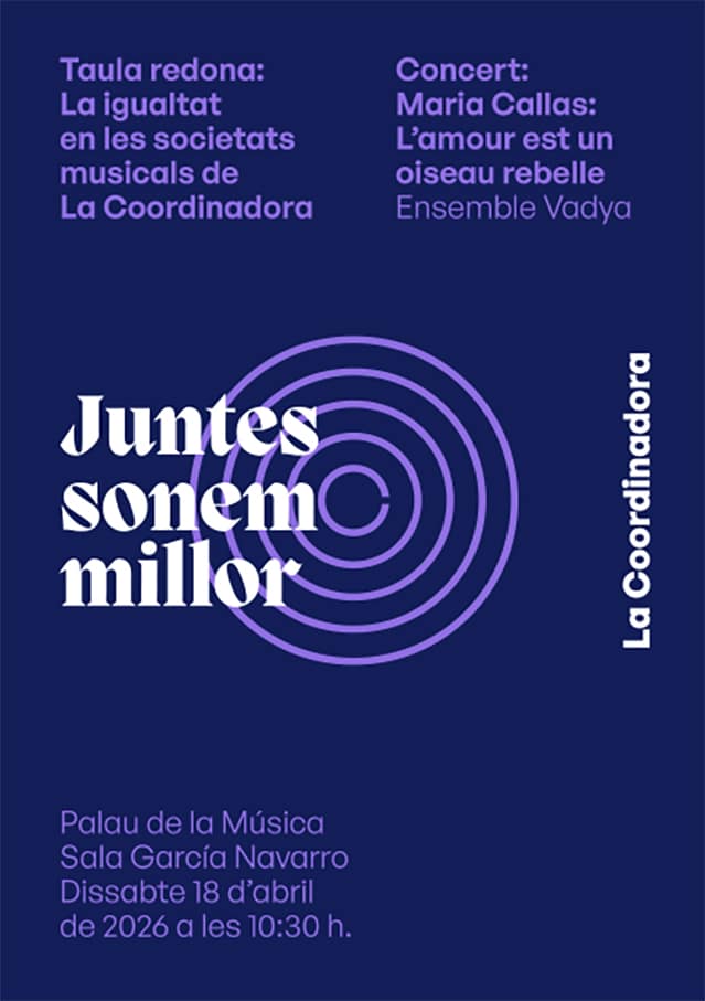La Coordinadora de Societats Musicals de València organitza una jornada sobre igualdat en la música en el Palau de la Música